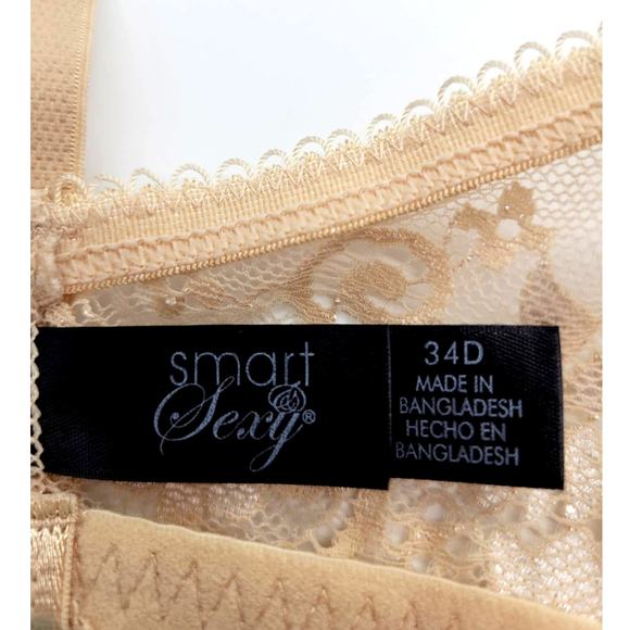 Smart & Sexy Peek-a-Boo Beige Lightly Lined Underwire Bra Size 34D - Picture 5 of 7